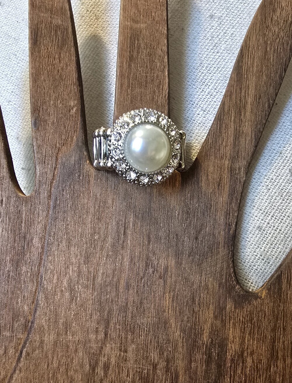 Pearl Halo Silver-Tone Ring - Classic White Pearl